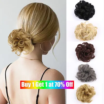 £3.38 • Buy Ladies Curly Messy Hair Bun Piece Scrunchie Fake Natural Bobble Hair Extensions