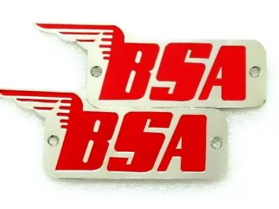 Vintage BSA Fuel Tank / Tool Box Emblem Badge Set Brass Chrome Enamel RED • $42.27