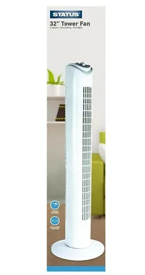 Tower Fan 32  Status Free Standing Air Cooling 3 Speed Oscillating Slim Portable • £19.99