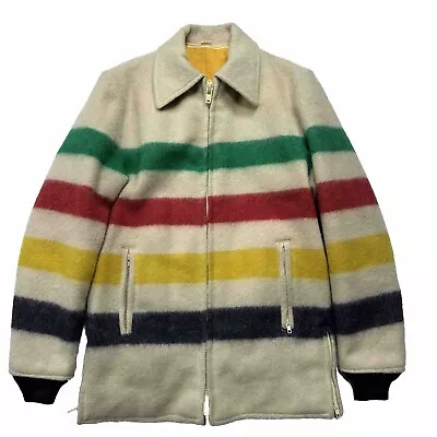 Vintage Hudson Bay Style Heavy Wool Mackinaw Cruiser Jacket Coat Size M Striped • $249.99