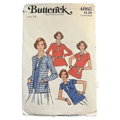Vintage Butterick Pattern #4665 Size 14 Bust 36  Cardigan W/ Pocket Collared Top • $12