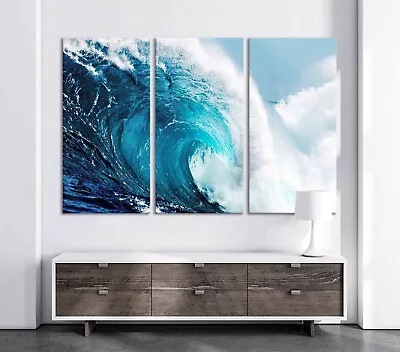 Breaking Big Blue Wave Ocean Wall Art Surf Canvas Or Poster Print Beach Photo  • $307