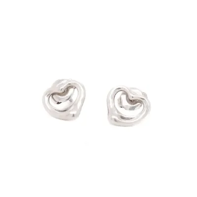 Tiffany & Co Elsa Peretti Open Heart Sterling Silver Stud Earrings • $395