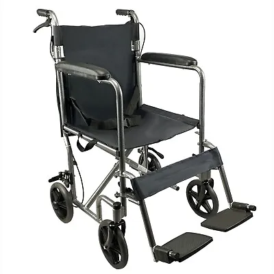 Ultra Lightweight Folding Wheelchair 10kg With Attendant Brake Travel Transit • £89.99