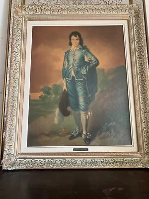 Vintage Gold Gilded Frame Painting Portrait  Of Blue Boy By Gainsborough XLarge • $167.30