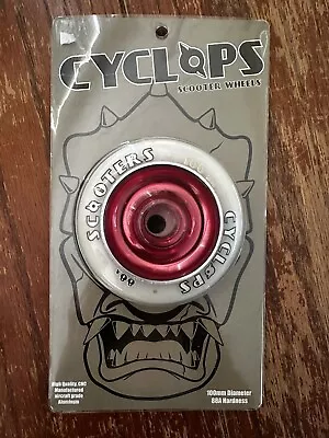 CYCLOPS Scooter Wheel 100mm X 88a FULL Metal Core RED / Off White SINGLE WHEEL • $8