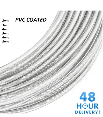 Steel Wire Rope Metal Cable Rigging 7x7 PVC Plastic COATED 234568mm • £1.67