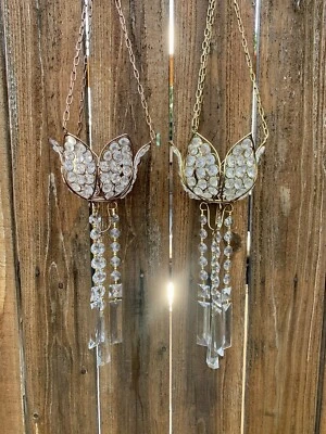 £182.94 • Buy PAIR - Lotus Votive Tea Light Crystal Hanging Chandelier Candle Holder