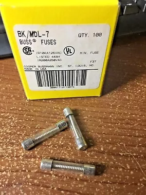 3 Pcs  BUSSMANN BUSS  MDL-7 7AMP 250V  MDL7 FUSE 7A Slow Blo Made In USA • $2.75