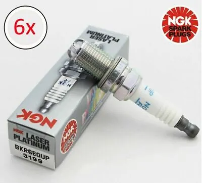 NGK Spark Plug  BKR6EQUP 3199 (x6 Plugs)  Fits BMW E46 320i  - 330i  12120037607 • £49.99