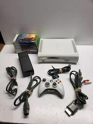 Microsoft Xbox 360 60GB W/ Controller Cables 7 Games *Disc Tray Issues READ* • $89.95