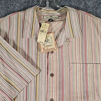 NWT Tommy Bahama Shirt Adult 100% Silk Size XL Short Sleeve Button Up Men's  • $59.99