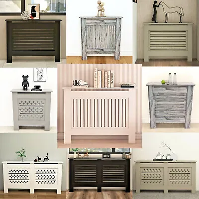 White Radiator Cover Grey MDF Shelf Vertical Horizontal Traditional Cabinet UK • £26.95