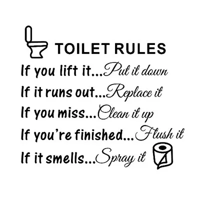 Modern Removable Toilet Rules Vinyl Art Bathroom Home Decor Self Decals • $10.90