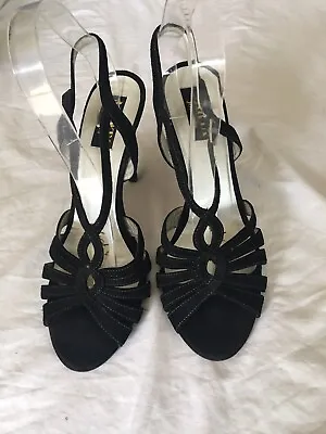 Marta Johnson Women Black Suede Sandals Size 7/40 (28C). • £20