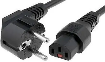 Power Cable SCHUKO Mains Right Angle Male Plug To IEC C13 Female Socket Lock 2m • £10.14