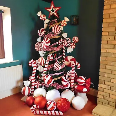 Giant Red & White Glitter Candy Cane Or Sweet Christmas Tree Display Decorations • £32.95