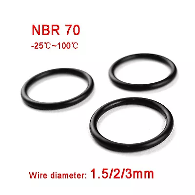 NBR Nitrile Rubber O Rings 5mm - 50mm Outer Dia & 1.5/2/3mm Thick O-Ring Seals • £1.98