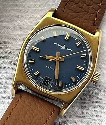 Vintage Ulysse Nardin Automatic Date 18k Gold Filled Lapis Lazuli Watch Serviced • $309