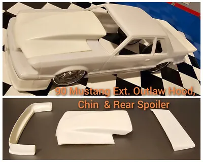 Resin Ext. Outlaw Hood Chin  & Rear Spoiler Wing For '90 Mustang Revell 1/25 • $17.75