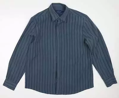 £5.25 • Buy Atlantic Bay Mens Blue Polyester Button-Up Size L Collared