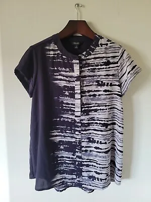 Simply Vera Vera Wang Women's Top Size Medium Button Up Short Sleeve Tunic Shirt • $12.99