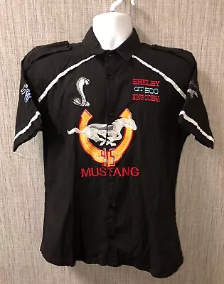 Mens Black Mustang 45th Anniversary Embroidered Shirt 21 Inch Armpit • $34.99