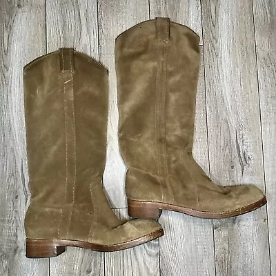 Via Spiga Tan Suede Block Heel Round Toe Mid Calf Boots Size 9 • $45