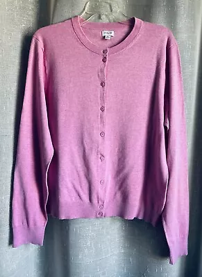 NEW J. Crew XL L/S Crewneck Button Up Sweater Cardigan 100% Cotton Pink • $24.99