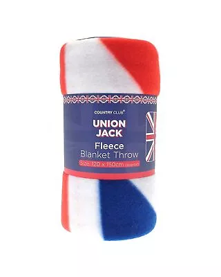 Union Jack Fleece Blanket Throw - 120cm X 150cm Party Coronation Picnic NEW • £11.99