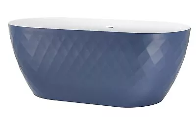 59'' Oval Acrylic Freestanding Bathtub Soaking Tub W/Overflow Drain Outside Blue • $1039.90