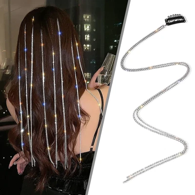 £2.39 • Buy Flashing Diamond Chain Hairpin Headdress Tassel Hairpin Hair Accessories