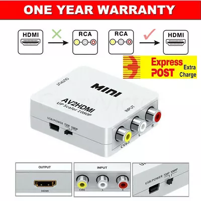 AV2HDMI Composite AV CVBS 3RCA To HDMI 1080p Converter Adapter Video Upscaler HD • $10.35