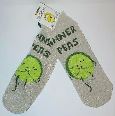 Sock Expressions - Inner Peas W/Peas - Women's Gray Socks - Shoe Size 4 - 10 • £1.69