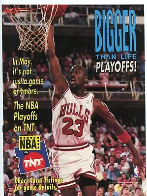 Michael Jordan Bigger Than Life Playoffs! Nba On Tnt Original Print Ad • $9.99