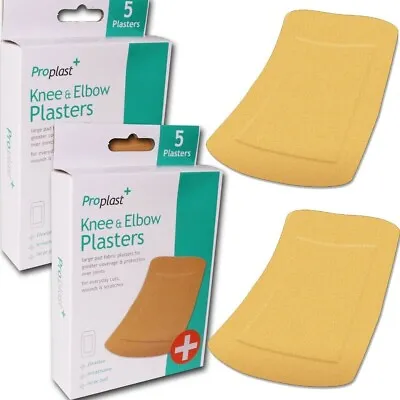 10x Large KNEE/ELBOW PLASTERS Fabric Non-Stick Wound Dressing/Patch 50mm X 100mm • £3.99