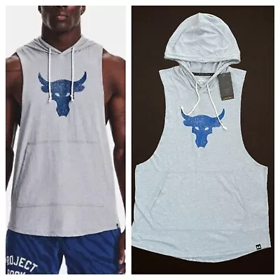 🔥 NWT Under Armour Men's Sz L 2XL Project Rock BSR Bull Sleeveless Hoodie 🔥 • $23.49