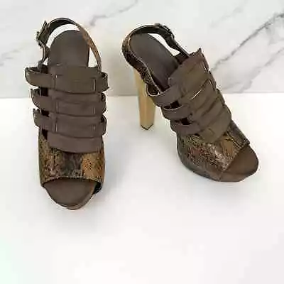 C Label Women's Suden-2 Animal Print Platform Heel Peep Toe Shoes Brown Size 10 • $21.99