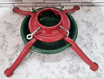 Christmas Tree Metal Stand Vintage Red And Green 4  Opening • $12.95