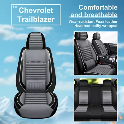 For Chevrolet Trailblazer 2021-2024 Car 5 Seat Covers Pad PU Leather Black+Gray • $115.59