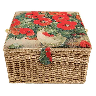 Sewing Basket Large Portable Sewing Storage Box With Detachable Tray Parts ◮ • $102.83