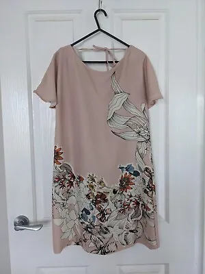 ZARA Womens Dress EUR Size S  Shift Pink Floral Short Sleeve Round Neck  • $18