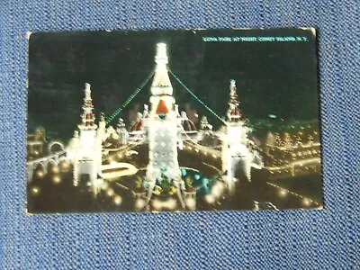 Luna Park New York NY At Night Coney Island 1929 To Vineland NJ • $2.45