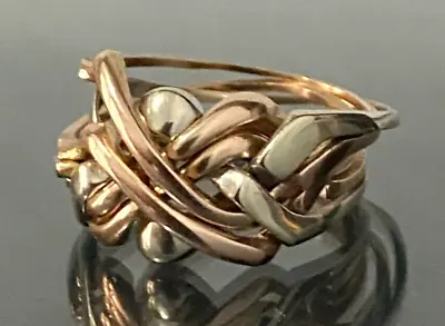 14K Solid Two-Color Gold 6 Bands Puzzle Ring Size S  -  9 1/8 • $626.93
