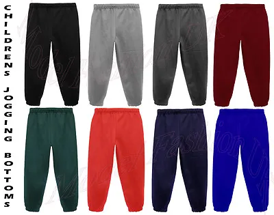 JOGGING BOTTOMS - Kids Warm Fleece Style Plain Joggers Bottom Pants 2 - 15 Years • £5.29