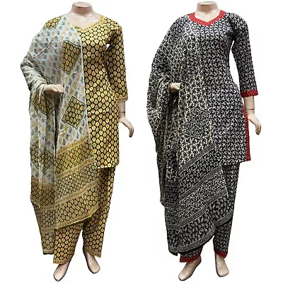 Indian Pakistani Women Printed Cotton Suit Dress Stitched Shalwar Kameez Salwar • £15.99