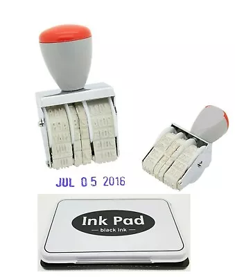 £4.49 • Buy Rubber Date Stamp & Black Ink Pad Stamping Dating Office Home Work Store School