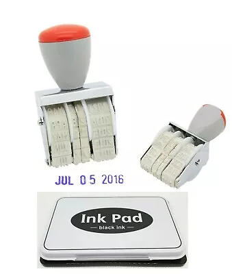 £4.99 • Buy Rubber Date Stamp & Black Ink Pad Stamping Dating Office Home Work Store School