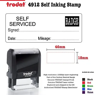 Car Garage Self Serviced Stamp Self Inking Mechanic 46mm X 18mm Trodat 4912 • £16.99