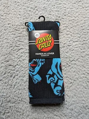 Santa Cruz Logo Screaming Hand Athletic Crew Socks Black Blue Mens 9-11 Large • $11.16